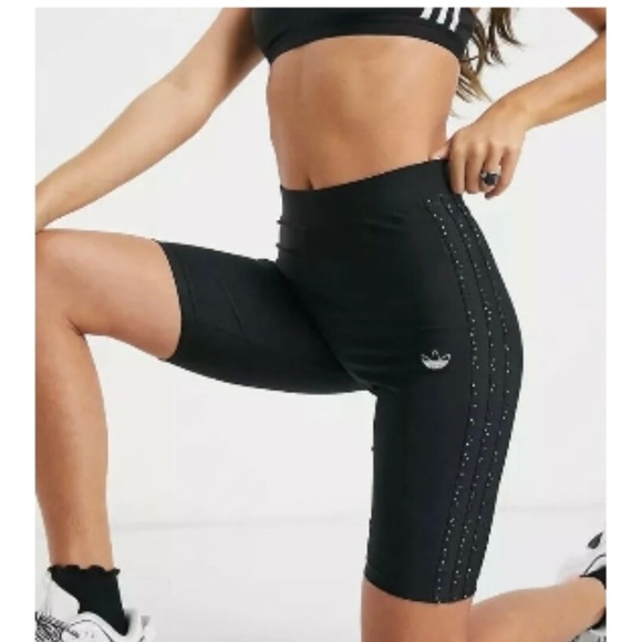 Adidas Originals Women’s 3-stripe Rhinestone Shorts, Embellished Y2k NWOT - Picture 1 of 4